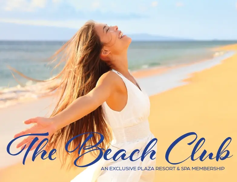The Beach Club membership brochure at beautiful oceanfront Plaza Resort & Spa in Daytona Beach Florida