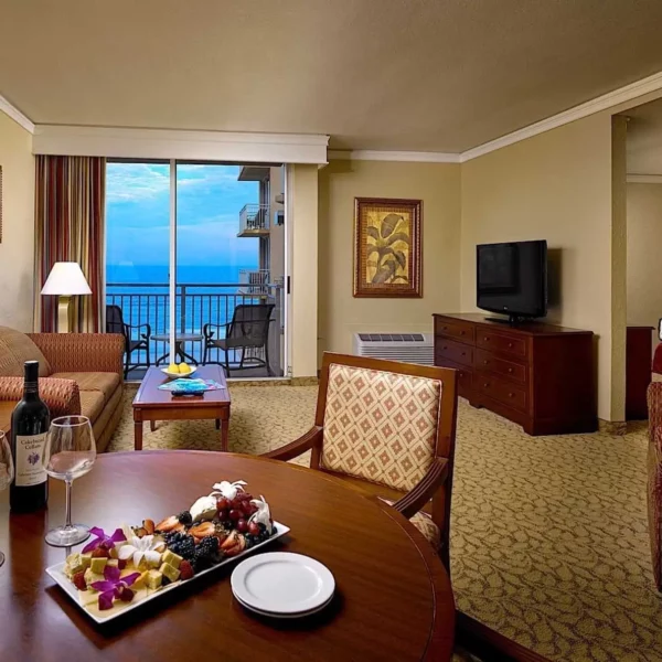guest suite with beachfront balcony at beautiful oceanfront Plaza Resort & Spa in Daytona Beach Florida