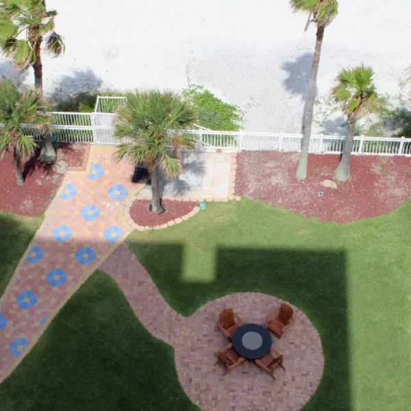 lawn at beautiful oceanfront Plaza Resort & Spa in Daytona Beach Florida