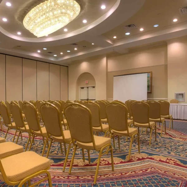 ballroom set up with auditorium style seating for a business meeting at beautiful oceanfront Plaza Resort & Spa in Daytona Beach Florida